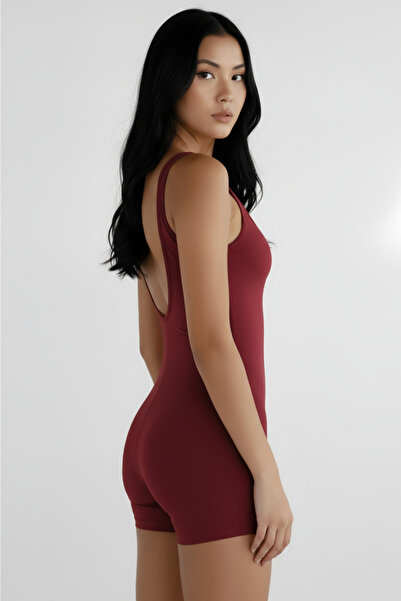 Thestiluxe Deep Back Low-Cut Strap Recovery Sport Shorts Jumpsuit