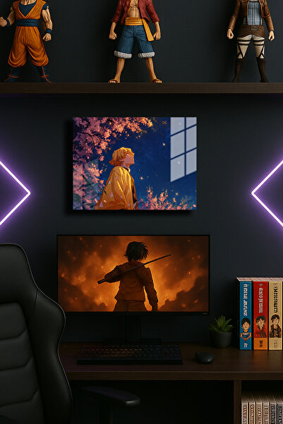 EABASKI Poster metalic "Zenitsu Demon Slayer" cu imprimeu, Tablou cadou 30x40 cm