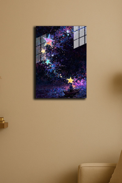 EABASKI Poster metalic "Cerul înstelat" cu imprimeu cu tematică de pictură, c...