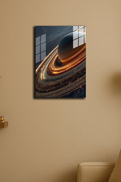 EABASKI "Saturn și Lumini Cosmice" cu imprimeu Poster metalic, Tablou cadou 3...
