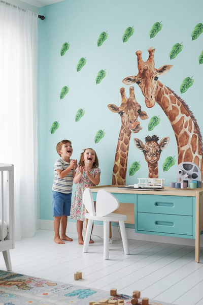 Kt Grup مجموعة ملصقات الحائط لعائلة الزرافة Safari World
