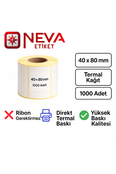 Neva Etiket ملصق باركود حراري 40X80 - 1000 قطعة