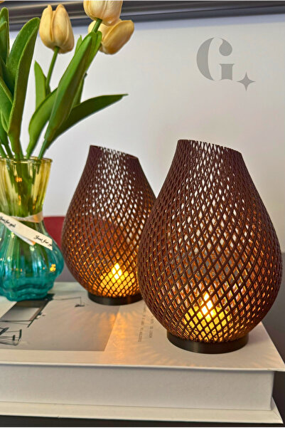 Giposi Özel Tasarım Led Aydınlatmalı Dekoratif Obje İkili Set