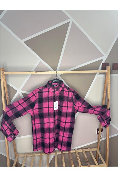 MCZ GİYİM Pembe Renk Uzun Kollu Slim Fit Erkek Oduncu Gömleği