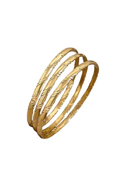 staınless steel 316L Paslanmaz Çelik Desenli Ajda Bilezik- 3 ADET