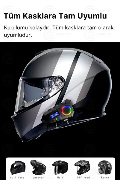 Noriyen Yeni Nesil Motosiklet Kask Interkom Mikrofonlu Gürültü Engelleyici Y30 Bluetooth Kulaklık