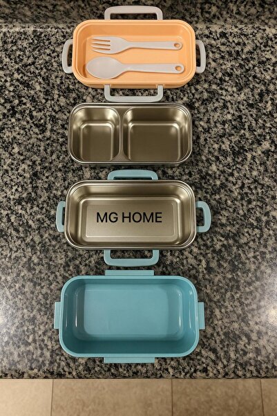 MG HOME Light Blue 1 Piece 2-Layer Attention Leak-Proof Nutrition Steel Canteen Camping Military Personnel Expedition