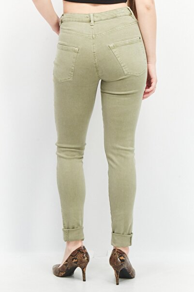 Esprit Women Regular Fit Solid Stretchable Woven 30 Length Jeans, Olive