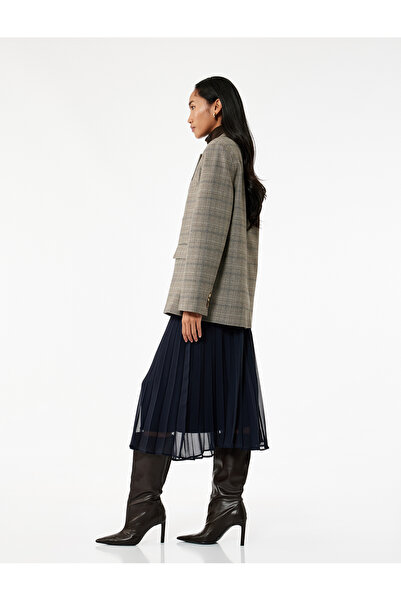 Koton Midi Boy İnce Piliseli Şifon Etek