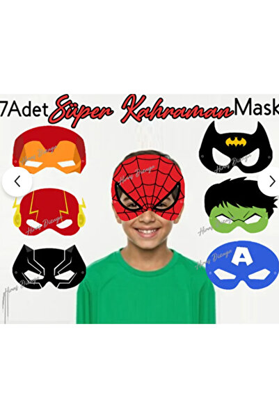 Hiras Dizayn 7Pcs Superhero Concept Paper Party Mask Superhero Birthday Ornament