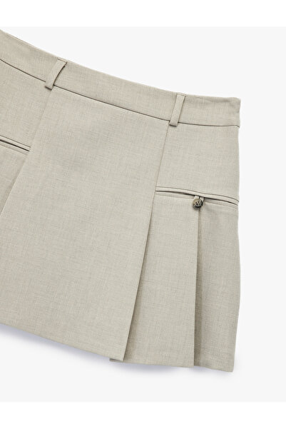 Koton Cep Detaylı A Kesim Pileli Mini Etek