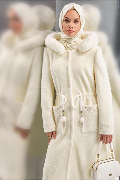 Alvina KÜRK DETAYLI KABAN 90549