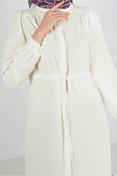 Alvina BANDED WAIST SHIRT COLLAR LONG TUNIC 43794