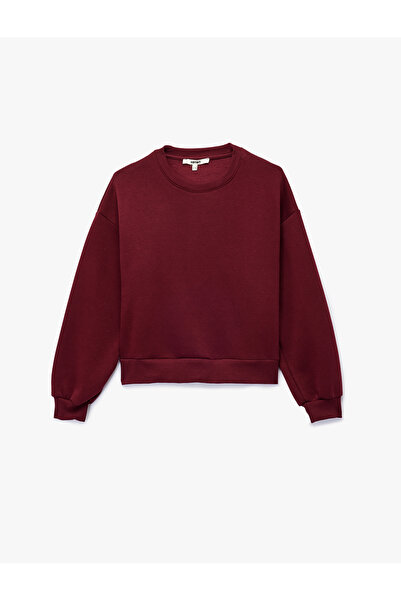 Koton Βασικό φούτερ με μακρυμάνικο λαιμόκοψη με τρία κλωστές