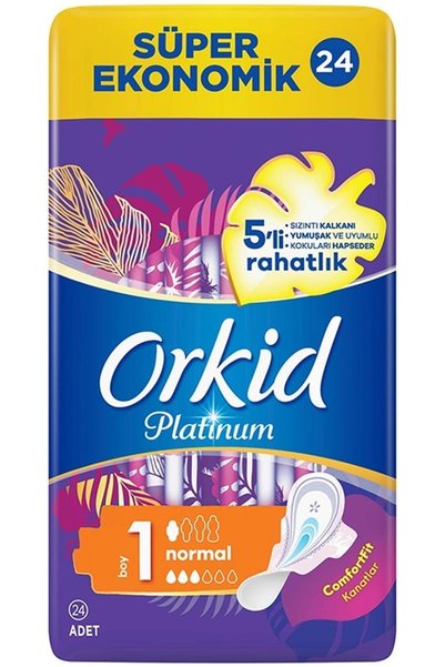 Orkid أجنحة بلاتينية عادية (الحجم 1) 24 فوط صحية
