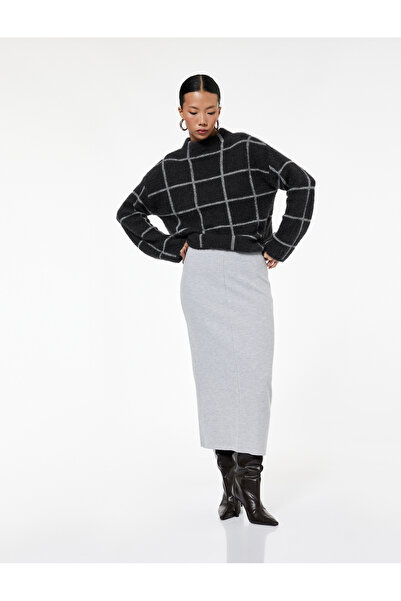 Koton Slim Fit Midi Nervür Detaylı Kalem Etek