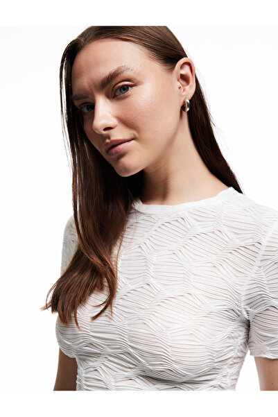 Koton Tricou cu mânecă scurtă și decolteu cu textura din țesătură Wraparound