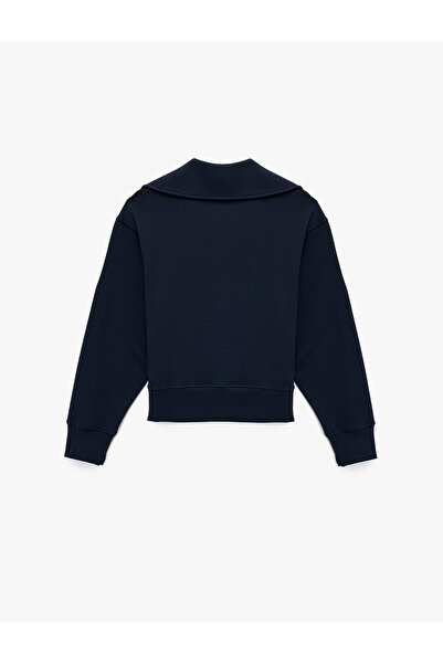 Koton Regular Fit Üç İplik Uzun Kollu Polo Yaka Sweatshirt