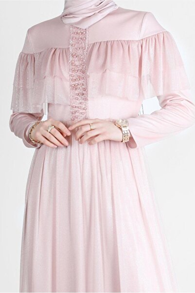 Alvina Φόρεμα από φύλλο αλουμινίου - Με λεπτομέρεια από χάντρες και βολάν, Μοντέλο 42786