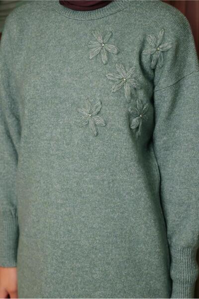 TRENDTESETTÜR Women's Green (Mint) Stone-Detail Tricot Tunic t 1207