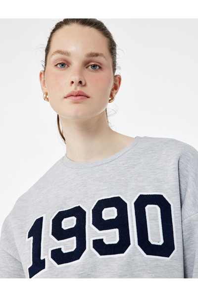 Koton Hanorac crop brodat cu mânecă lungă, cu trei fire