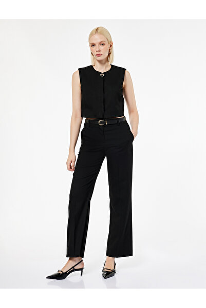 Koton Yüksek Bel Geniş Paça Basic Kumaş Pantolon