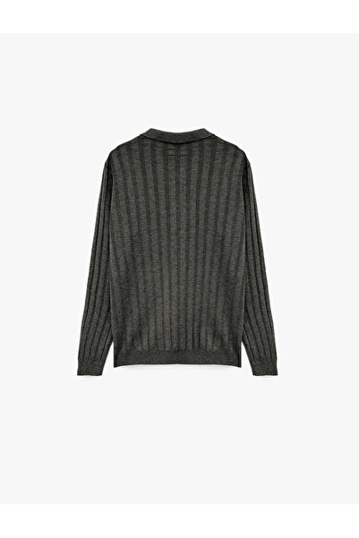 Koton Polo Neck Button Detailed Long Sleeve Winter Knitwear Sweater