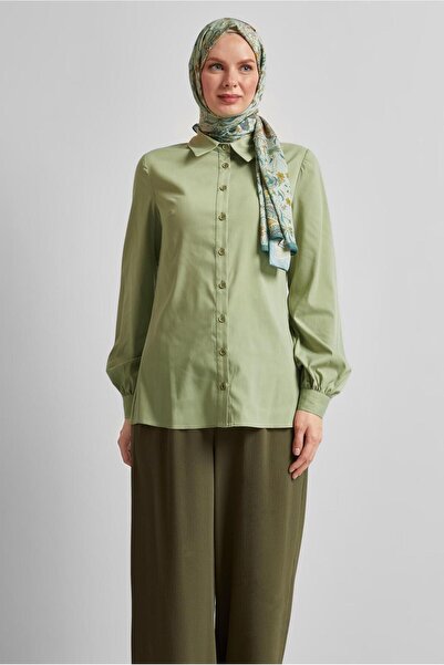 Alvina Shirt Collar Bluz 45604