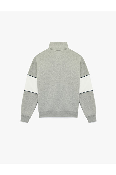 Koton Ανδρικό φούτερ με μισό φερμουάρ με στάμπα κολλεγίου 6Wam70034Mk