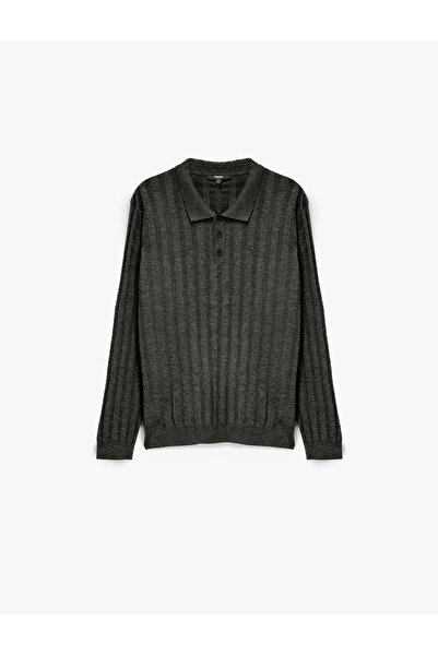 Koton Polo Neck Button Detailed Long Sleeve Winter Knitwear Sweater