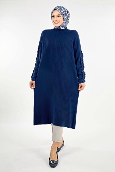 TRENDTESETTÜR Women's Navy Blue Tricot Tunic t 50381