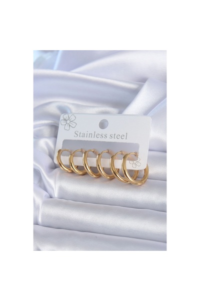 Clariss 316L Steel Gold Color Hoop Model Women's Earrings Set - Lisinya