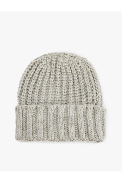 Koton Simli Dokulu Katlı Triko Örgü Bere