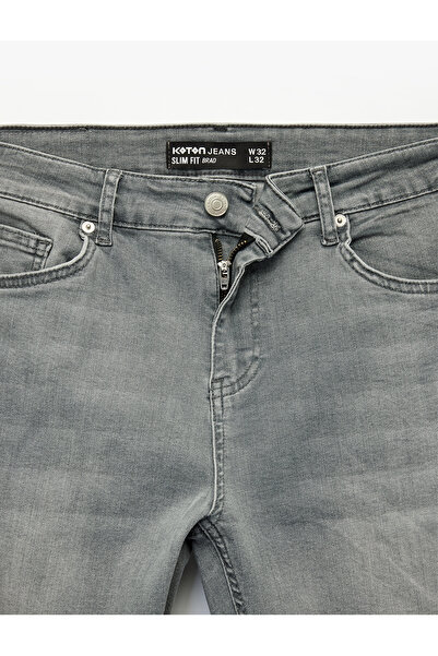 Koton Cotton Regular Waist Buttoned Slim Fit Jean Trousers - Brad Jean