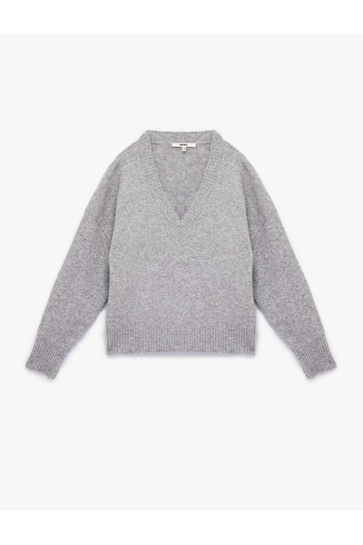 Koton Pulover de tricotaj cu mânecă lungă cu decolteu în V