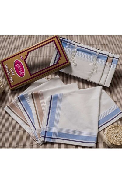 Gözde Yellow Boxed 46X46 cm 12 Pieces Fabric Handkerchief-Gsk 03