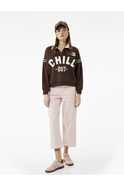 Koton Yüksek Bel Cep Detaylı Düğmeli Kısa Geniş Paça Pantolon - Culotte Jeans