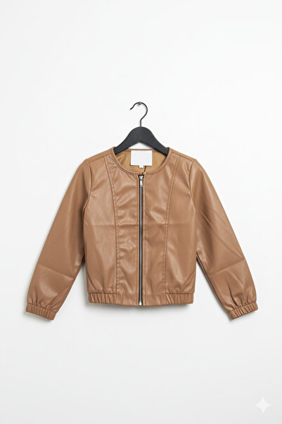 SONGÜLBERİK Kız Çocuk kahve Suni Deri çeket