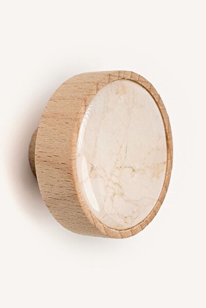Kulpingo Bej Mermer Desenli Ahşap Kulp