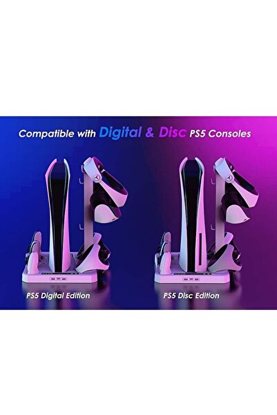 COOYA PS5 console multifunctional cooling base, handle charging base helmet storage rack game disk holder