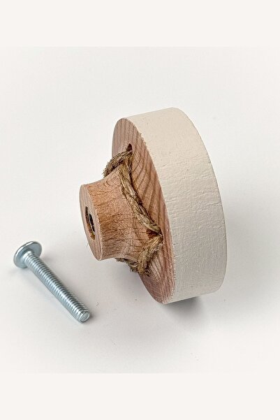 Kulpingo Mâner cu butoane din lemn de culoare crem vintage