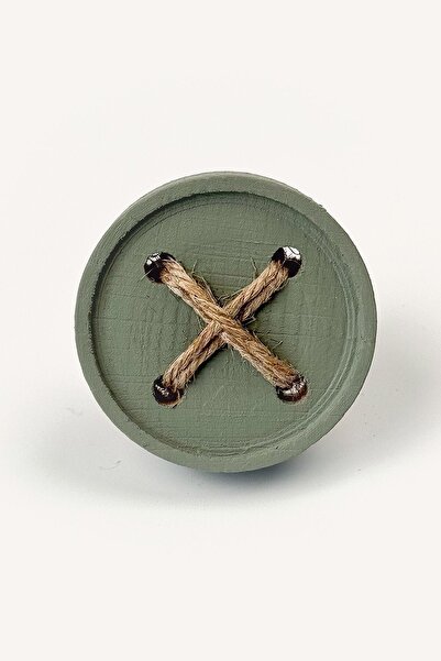 Kulpingo Mâner cu buton din lemn verde sage vintage