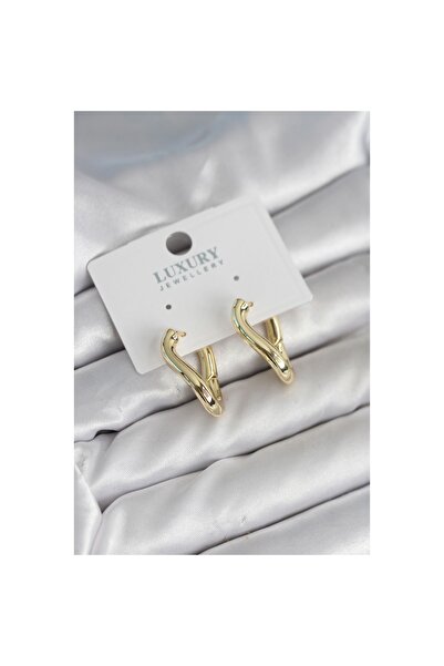 Clariss أقراط نسائية نحاسية مطلية بالذهب على شكل حلقة مائلة - ليسينا