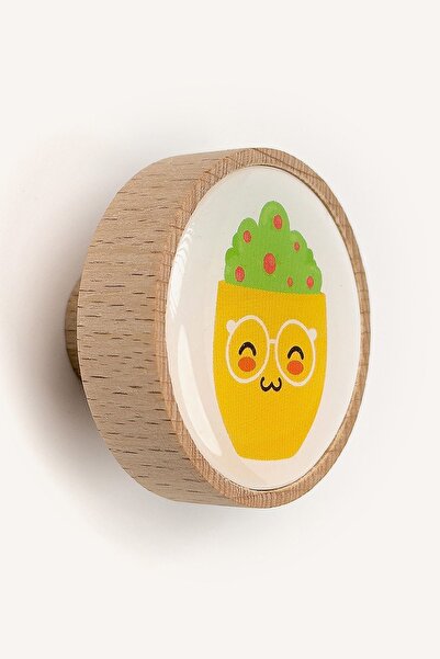 Kulpingo Mâner din lemn cu flori cu ochelari