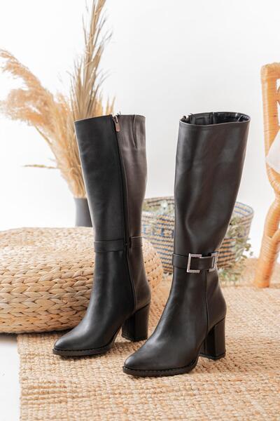 asmi shoes Dámské černé kozačky Lamor s bočním zipem pod kolena