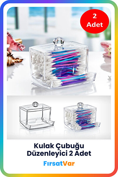 FırsatVar 2 Adet Kulak Çubuğu Kulak Temizleme Çöpü Düzenleme Kutusu Akrilik K...