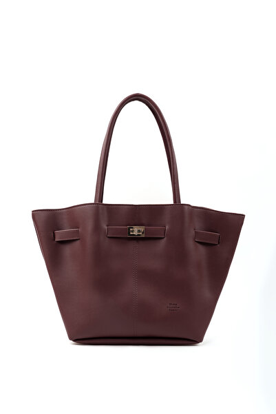 SHAKA حقيبة جلدية صناعية - مبطنة، قفل سريع، قفل مفصل، حقيبة اليد والذراع والكتف L:25 E:40 W:10CM