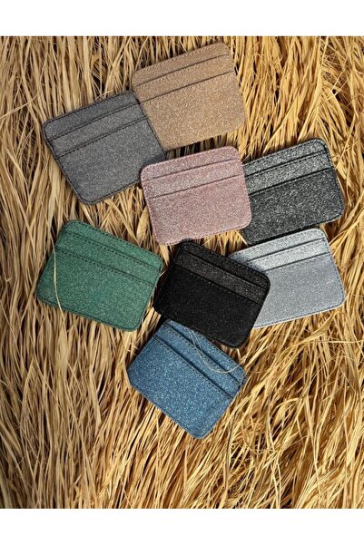 SHIKIRTI Suport pentru carduri pentru femei, cu două fețe, cu sclipici (livrare în cutie)