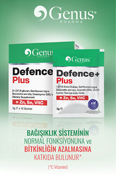 Genus PHARMA Defence Plus – Beta Glukan, Kara Mürver Içeren Takviye Gıda (3G X 12 SAŞE)