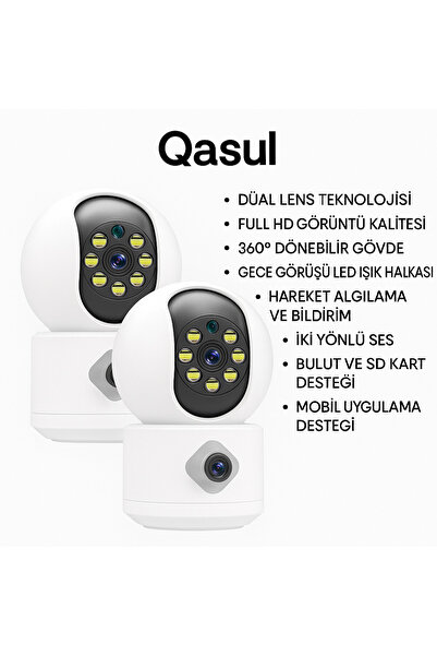 qasul Yeni Nesil Çift Kameralı Biri Sabit Biri Hareketli Güvenlik Kamerası Çi...